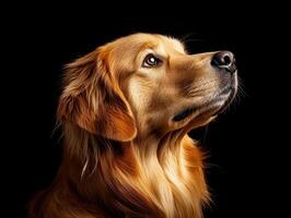 Golden Retriever dog isolated on black background photo