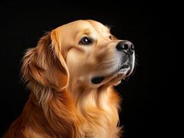 Golden Retriever dog isolated on black background photo
