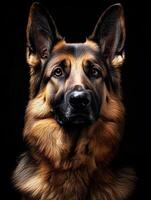 German Shepherd dog isolated on black background photo