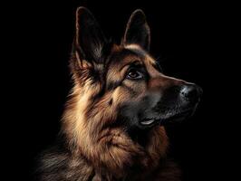 German Shepherd dog isolated on black background photo