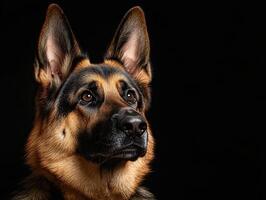 German Shepherd dog isolated on black background photo