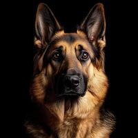 German Shepherd dog isolated on black background photo