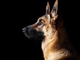 German Shepherd dog isolated on black background photo