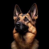 German Shepherd dog isolated on black background photo