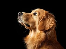 Golden Retriever dog isolated on black background photo