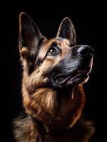 German Shepherd dog isolated on black background photo