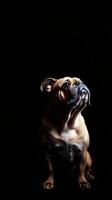 Bulldog isolated on black background photo