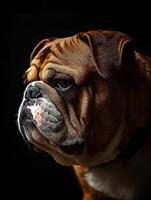 Bulldog isolated on black background photo