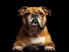 Bulldog isolated on black background photo