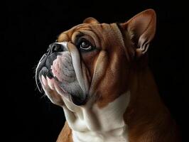 Bulldog isolated on black background photo