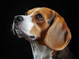 Beagle dog isolated on black background photo
