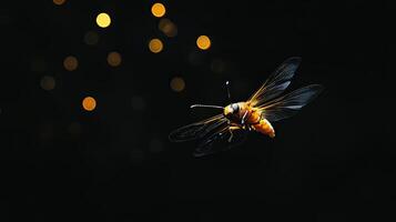 Firefly isolated on black background photo