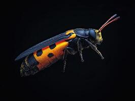 Firefly isolated on black background photo