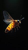 Firefly isolated on black background photo