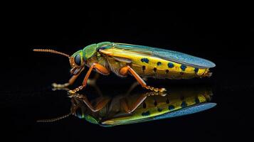 Firefly isolated on black background photo