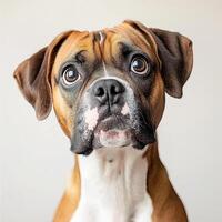 Boxer dog isolated on white background photo