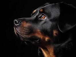 Rottweiler dog isolated on black background photo