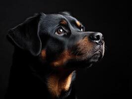 Rottweiler dog isolated on black background photo