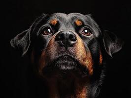 Rottweiler dog isolated on black background photo