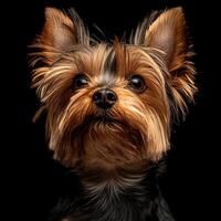 Yorkshire Terrier dog isolated on black background photo