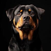 Rottweiler dog isolated on black background photo