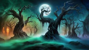 Haunting Mystical Forest A Stock Photo Capturing the Essence of Fear