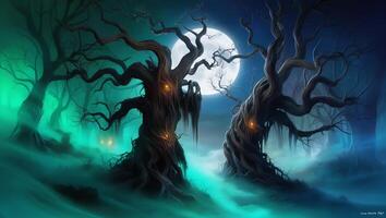 Haunting Mystical Forest A Stock Photo Capturing the Essence of Fear