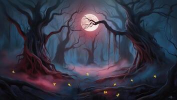 Haunting Mystical Forest A Stock Photo Capturing the Essence of Fear
