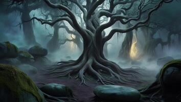 Haunting Mystical Forest A Stock Photo Capturing the Essence of Fear