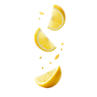 three slices of lime falling isolated on transparent background png