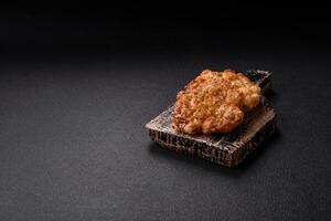 Delicious fried pork or chicken chops breaded with salt and spices photo
