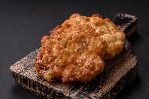 Delicious fried pork or chicken chops breaded with salt and spices photo