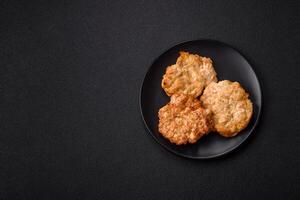 Delicious fried pork or chicken chops breaded with salt and spices photo