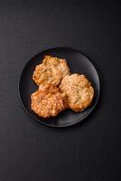 Delicious fried pork or chicken chops breaded with salt and spices photo