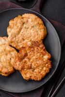 Delicious fried pork or chicken chops breaded with salt and spices photo
