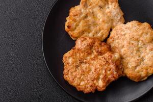 Delicious fried pork or chicken chops breaded with salt and spices photo