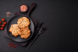 Delicious fried pork or chicken chops breaded with salt and spices photo