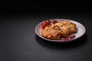 Delicious fried pork or chicken chops breaded with salt and spices photo