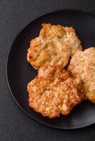 Delicious fried pork or chicken chops breaded with salt and spices photo