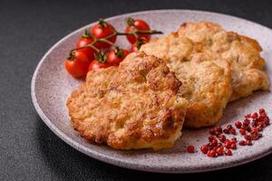Delicious fried pork or chicken chops breaded with salt and spices photo