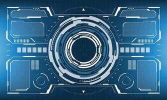HUD sci-fi interface screen view white circular geometric design virtual futuristic technology creative display on blue vector