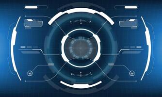 HUD white sci-fi interface screen view black geometric design virtual reality futuristic technology creative display on blue vector