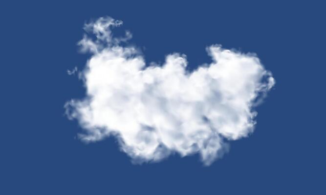 Realistic big white cloud on blue sky background