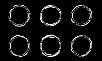 Set of sci fi white circle user interface elements technology futuristic design modern creative on black background vector