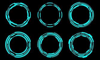 Set of sci fi blue circle user interface elements technology futuristic design modern creative on black background vector