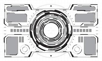 HUD sci-fi interface screen view black circular geometric design virtual futuristic technology creative display on white vector