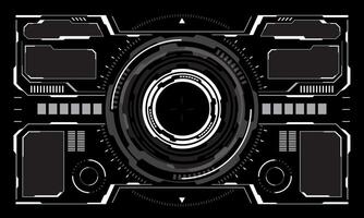 HUD sci-fi interface screen view white circular geometric design virtual futuristic technology creative display on black vector