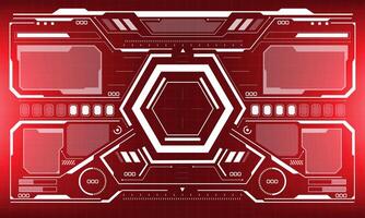 HUD white sci-fi interface screen view black geometric design virtual reality futuristic technology creative display on red vector