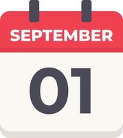 September 01 - Daily Calendar Icon in flat design style vector