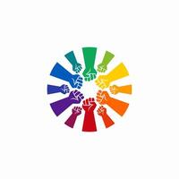 unity hand logo design template vector